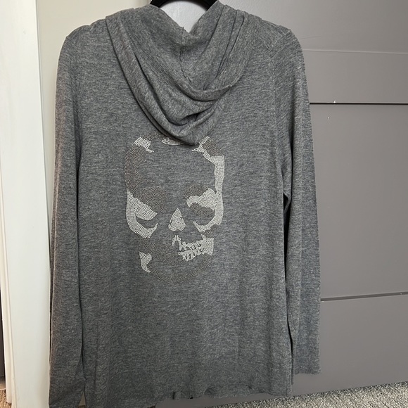 NWT Zadig & Voltaire Exclusive Cashmere Skull Embellished Full Zip Sweater - Picture 3 of 5